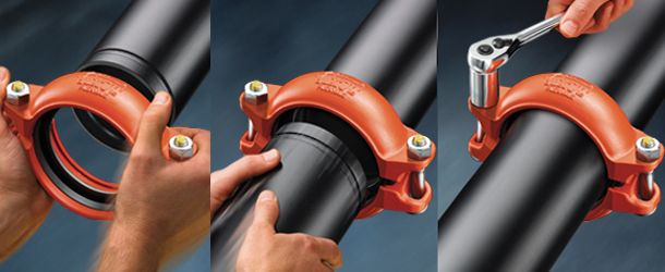 Đấu nối đường ống PCCC bằng khớp nối có rãnh